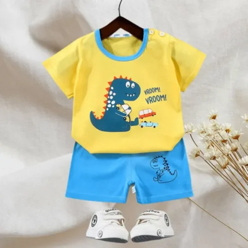 2 Pieces Toddler Boys T-shirt & Shorts Outfit Animal Cartoon Bear Short Sleeve Cotton Set Outdoor Neutral Daily Basic Summer Spring 3-7 Years Short set 30-RABBIT rabbit. Short set 35-Happy Niu Niu