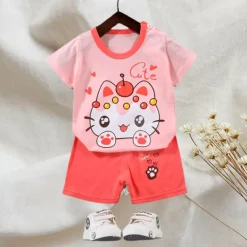 2 Pieces Toddler Boys T-shirt & Shorts Outfit Animal Cartoon Bear Short Sleeve Cotton Set Outdoor Neutral Daily Basic Summer Spring 3-7 Years Short set 30-RABBIT rabbit. Short set 35-Happy Niu Niu