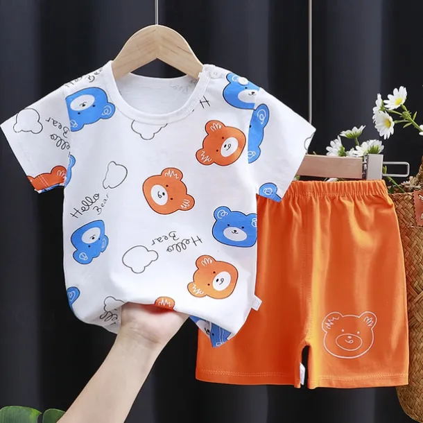 2 Pieces Toddler Boys T-shirt & Shorts Outfit Animal Cartoon Short Sleeve Cotton Set Outdoor Adorable Daily Summer Spring 3-7 Years 3 green teddy bears 9 spectacled bear 13 Stripes Bear