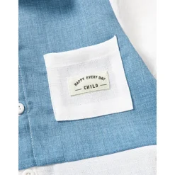 2 Pieces Toddler Boys T-shirt & Shorts Outfit Letter Short Sleeve Patchwork Set School Fashion Daily Summer 3-7 Years Blue