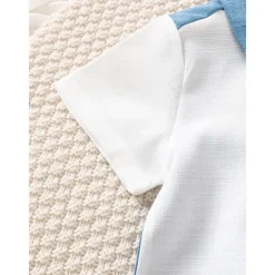 2 Pieces Toddler Boys T-shirt & Shorts Outfit Letter Short Sleeve Patchwork Set School Fashion Daily Summer 3-7 Years Blue