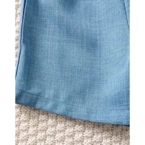 2 Pieces Toddler Boys T-shirt & Shorts Outfit Letter Short Sleeve Patchwork Set School Fashion Daily Summer 3-7 Years Blue