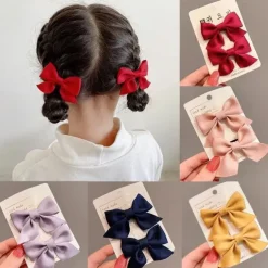 2 Pieces Toddler Girls' Hair Accessories Active Sweet Solid Colored Bow Black Yellow
