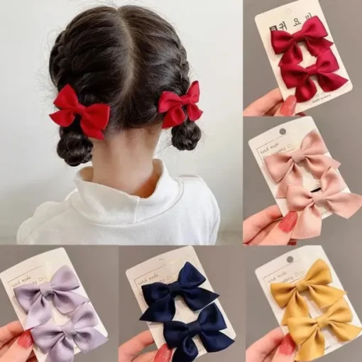 2 Pieces Toddler Girls' Hair Accessories Active Sweet Solid Colored Bow Black Yellow