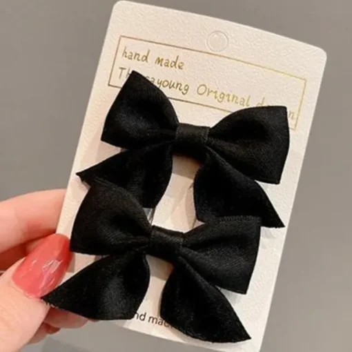 2 Pieces Toddler Girls' Hair Accessories Active Sweet Solid Colored Bow Black Yellow