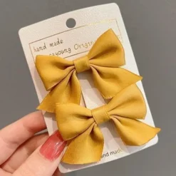 2 Pieces Toddler Girls' Hair Accessories Active Sweet Solid Colored Bow Black Yellow