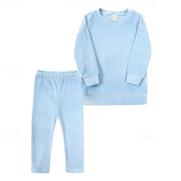 2 Pieces Toddler Girls' Solid Color Crewneck Hoodie & Sweatpants Set Set Long Sleeve Sports Outdoor 3-7 Years Fall Champagne Pink Blue
