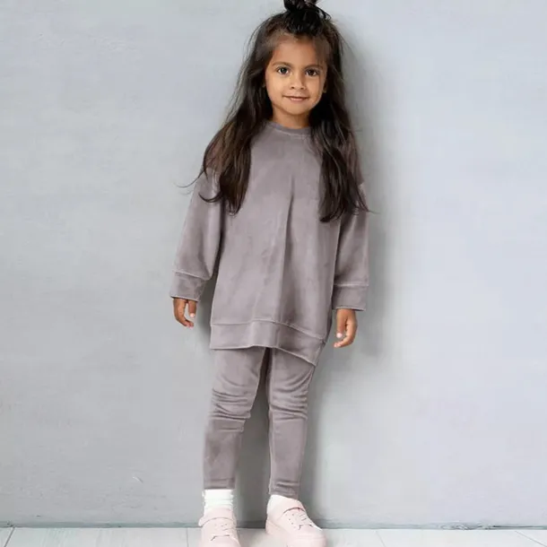 2 Pieces Toddler Girls' Solid Color Crewneck Hoodie & Sweatpants Set Set Long Sleeve Sports Outdoor 3-7 Years Fall Champagne Pink Blue