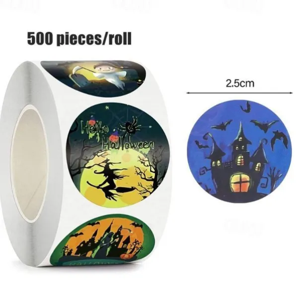500 pieces/roll Halloween Pumpkin Round Sticker Envelope Sealing Labels Sticker Halloween Party Favors Supplies