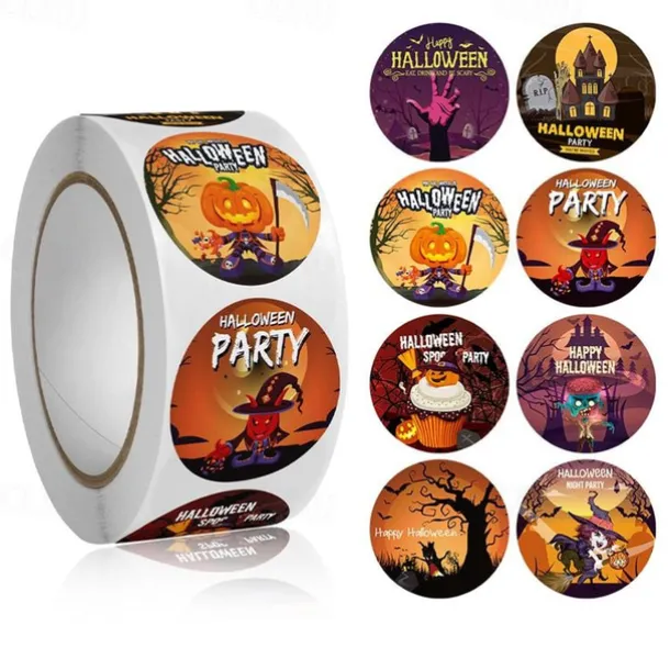 500 pieces/roll Halloween Pumpkin Round Sticker Envelope Sealing Labels Sticker Halloween Party Favors Supplies