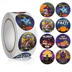 500 pieces/roll Halloween Pumpkin Round Sticker Envelope Sealing Labels Sticker Halloween Party Favors Supplies
