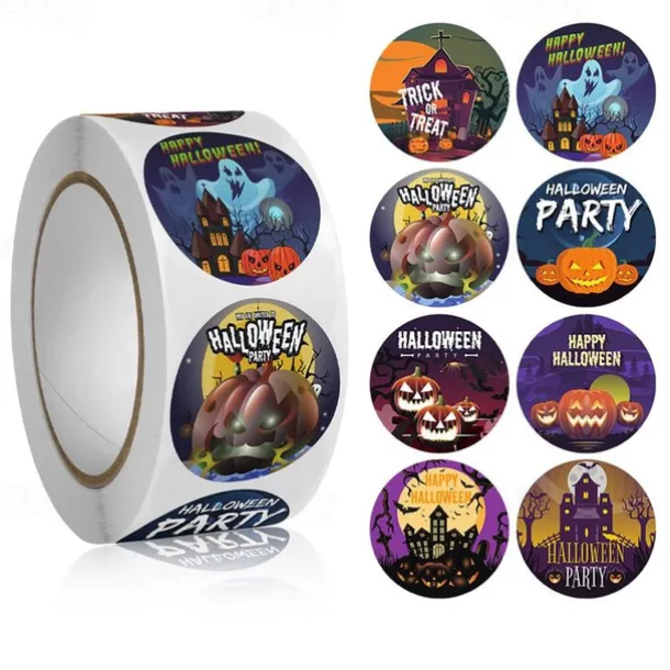 500 pieces/roll Halloween Pumpkin Round Sticker Envelope Sealing Labels Sticker Halloween Party Favors Supplies