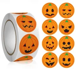 500 pieces/roll Halloween Pumpkin Round Sticker Envelope Sealing Labels Sticker Halloween Party Favors Supplies