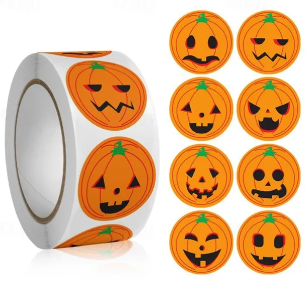 500 pieces/roll Halloween Pumpkin Round Sticker Envelope Sealing Labels Sticker Halloween Party Favors Supplies