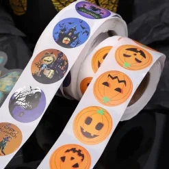 500 pieces/roll Halloween Pumpkin Round Sticker Envelope Sealing Labels Sticker Halloween Party Favors Supplies
