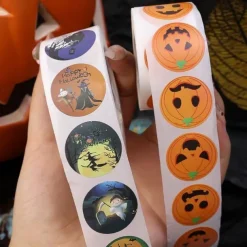 500 pieces/roll Halloween Pumpkin Round Sticker Envelope Sealing Labels Sticker Halloween Party Favors Supplies