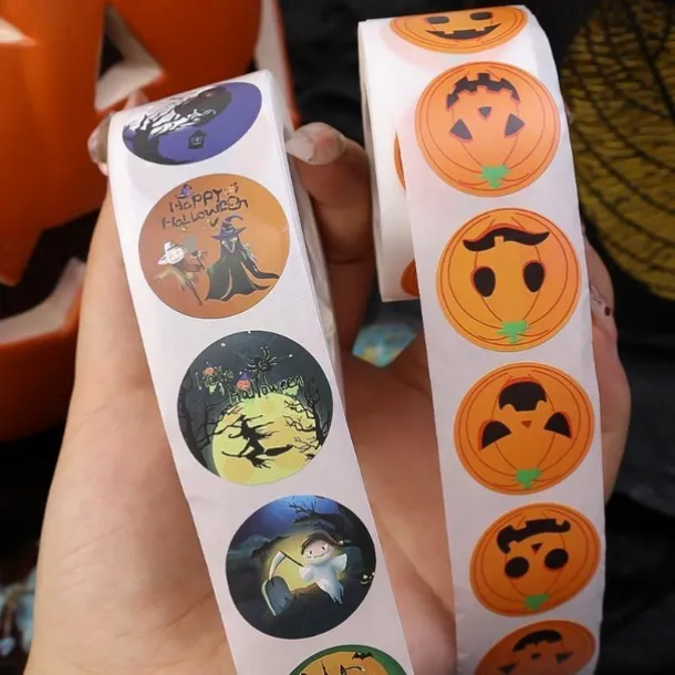 500 pieces/roll Halloween Pumpkin Round Sticker Envelope Sealing Labels Sticker Halloween Party Favors Supplies