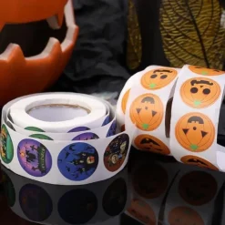 500 pieces/roll Halloween Pumpkin Round Sticker Envelope Sealing Labels Sticker Halloween Party Favors Supplies