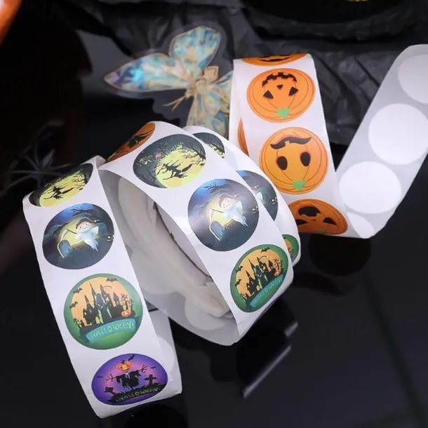 500 pieces/roll Halloween Pumpkin Round Sticker Envelope Sealing Labels Sticker Halloween Party Favors Supplies