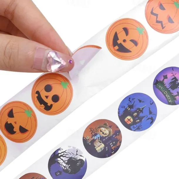 500 pieces/roll Halloween Pumpkin Round Sticker Envelope Sealing Labels Sticker Halloween Party Favors Supplies