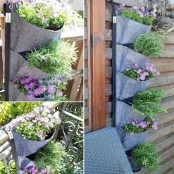 6 Pockets Hanging Planter Bags, Vertical Felt Fabric Nursery Bags, Grow Bag For Vegetable, Garden Supplies