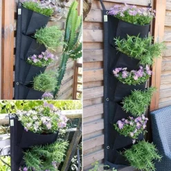 6 Pockets Hanging Planter Bags, Vertical Felt Fabric Nursery Bags, Grow Bag For Vegetable, Garden Supplies