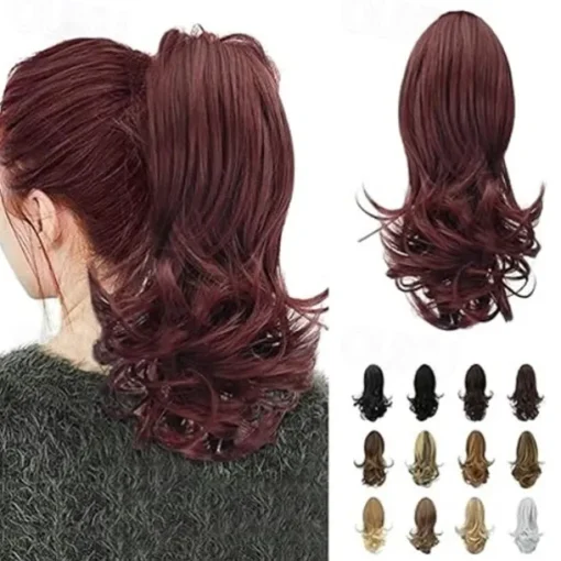 13" Ponytail Extension Long Curly Ponytail Clip in Claw Hair Extension Natural Looking Synthetic Hairpiece for Women