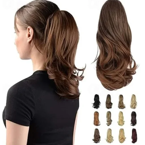 13" Ponytail Extension Long Curly Ponytail Clip in Claw Hair Extension Natural Looking Synthetic Hairpiece for Women