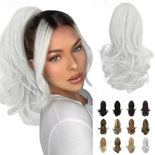 13" Ponytail Extension Long Curly Ponytail Clip in Claw Hair Extension Natural Looking Synthetic Hairpiece for Women