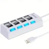 4 Ports USB HUB 2.0 Adapter Expander Multi USB Splitter Multiple Extender with Independent Switches LED Indicator