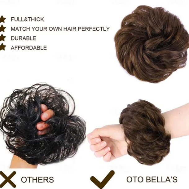 100% Remy Human Hair Messy Bun Extension Messy Hair Bun Hair Scrunchies Extension Curly Wavy Messy 100% Remy Human Hair Extensions Chignon for Women Updo Hairpiece