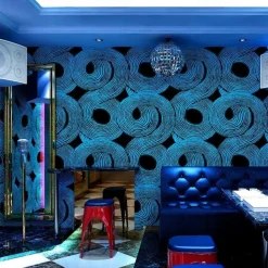 1 Roll Non self-adhesive wallpaper KTV room wallpaper 3D wallpaper e-sports room internet cafe decoration bar restaurant background wall wallpaper glue required 950x53cm/374x20.87inch