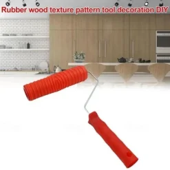 1 Roll Rubber Imitation Wood Grain Pattern Paint Roller, DIY Paint Texture Pigment Printing Wall Painting Roller With Handle, Home Tool