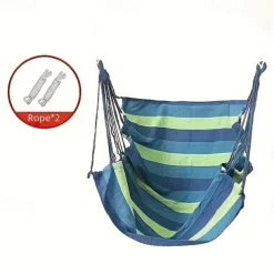 2 Ropes Hanging Chair Striped Fabric Leisure Fabric Striped Hanging Chair Without Cushion And Pillow, with 2 Ropes And Storage Bag