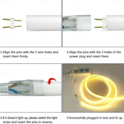 360 Round Neon Led Light Strip 220V-240V Tube Flexible Rope Lights Waterproof Holiday Home Decoration for Indoors Outdoors DIY Decor