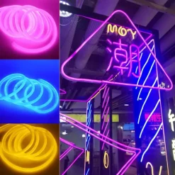 360 Round Neon Led Light Strip 220V-240V Tube Flexible Rope Lights Waterproof Holiday Home Decoration for Indoors Outdoors DIY Decor