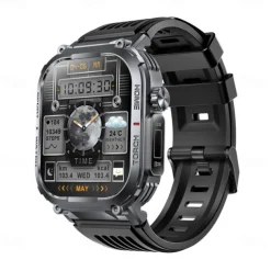 696 S320B Smart Watch 2.02 inch Smart Band Fitness Bracelet Bluetooth Pedometer Call Reminder Sleep Tracker Compatible with Android iOS Men Hands-Free Calls Message Reminder Step Tracker IP 67 44mm