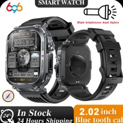 696 S320B Smart Watch 2.02 inch Smart Band Fitness Bracelet Bluetooth Pedometer Call Reminder Sleep Tracker Compatible with Android iOS Men Hands-Free Calls Message Reminder Step Tracker IP 67 44mm