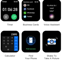 696 S320B Smart Watch 2.02 inch Smart Band Fitness Bracelet Bluetooth Pedometer Call Reminder Sleep Tracker Compatible with Android iOS Men Hands-Free Calls Message Reminder Step Tracker IP 67 44mm
