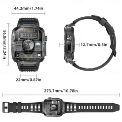 696 S320B Smart Watch 2.02 inch Smart Band Fitness Bracelet Bluetooth Pedometer Call Reminder Sleep Tracker Compatible with Android iOS Men Hands-Free Calls Message Reminder Step Tracker IP 67 44mm