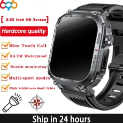 696 S320B Smart Watch 2.02 inch Smart Band Fitness Bracelet Bluetooth Pedometer Call Reminder Sleep Tracker Compatible with Android iOS Men Hands-Free Calls Message Reminder Step Tracker IP 67 44mm