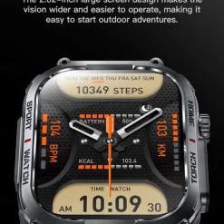 696 S320B Smart Watch 2.02 inch Smart Band Fitness Bracelet Bluetooth Pedometer Call Reminder Sleep Tracker Compatible with Android iOS Men Hands-Free Calls Message Reminder Step Tracker IP 67 44mm