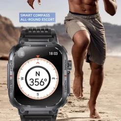 696 S320B Smart Watch 2.02 inch Smart Band Fitness Bracelet Bluetooth Pedometer Call Reminder Sleep Tracker Compatible with Android iOS Men Hands-Free Calls Message Reminder Step Tracker IP 67 44mm