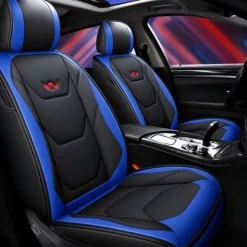5 Seat Full Set Luxury Universal 5D PU Leather Front Car Seat Cover, Waterproof, Breathable Seat Protector Mat
