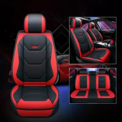 5 Seat Full Set Luxury Universal 5D PU Leather Front Car Seat Cover, Waterproof, Breathable Seat Protector Mat