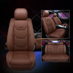 5 Seat Full Set Luxury Universal 5D PU Leather Front Car Seat Cover, Waterproof, Breathable Seat Protector Mat