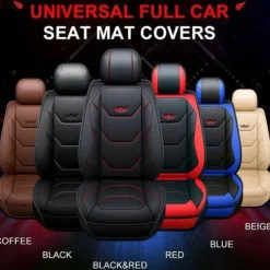5 Seat Full Set Luxury Universal 5D PU Leather Front Car Seat Cover, Waterproof, Breathable Seat Protector Mat