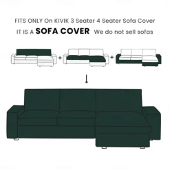 3 Seater 4 Seater Sofa Cover L Shaped with Armrests Solid Color Quilted Polyester Slipcovers KIVcover LITB PRIME cover
