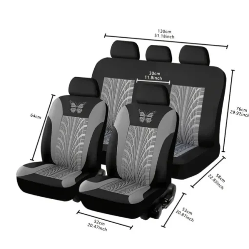 5 Seats Car Seat Cover Full Set Fully Surrounded Car Seat Cover Car Interior Washable Breathable Comfortable Butterfly Pattern Embroidery Car Seat Cover