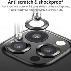 1 Set Camera Lens Protector For Apple iPhone 16 iPhone 15 Pro Max Plus iPhone 14 Pro Max iPhone 13 iPhone 12 Aluminum alloy Anti-Fingerprint Diamond Glitter Shine Scratch Proof